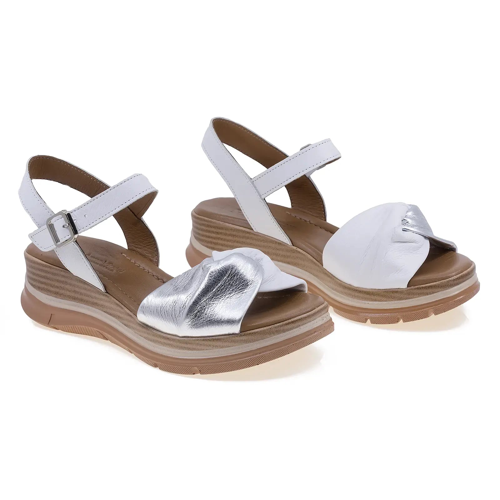 Sandale damă casual Anna Viotti piele naturală D22-S571 alb