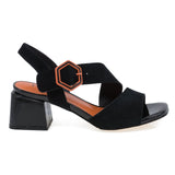 Sandale dama elegante Feeling piele intoarsa D25-010-01 negru