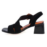 Sandale dama elegante Feeling piele intoarsa D25-010-01 negru