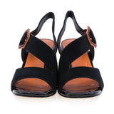 Sandale dama elegante Feeling piele intoarsa D25-010-01 negru