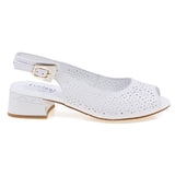 Sandale elegante Feeling D25-021-02 alb – vedere laterală dreapta, piele naturală perforată