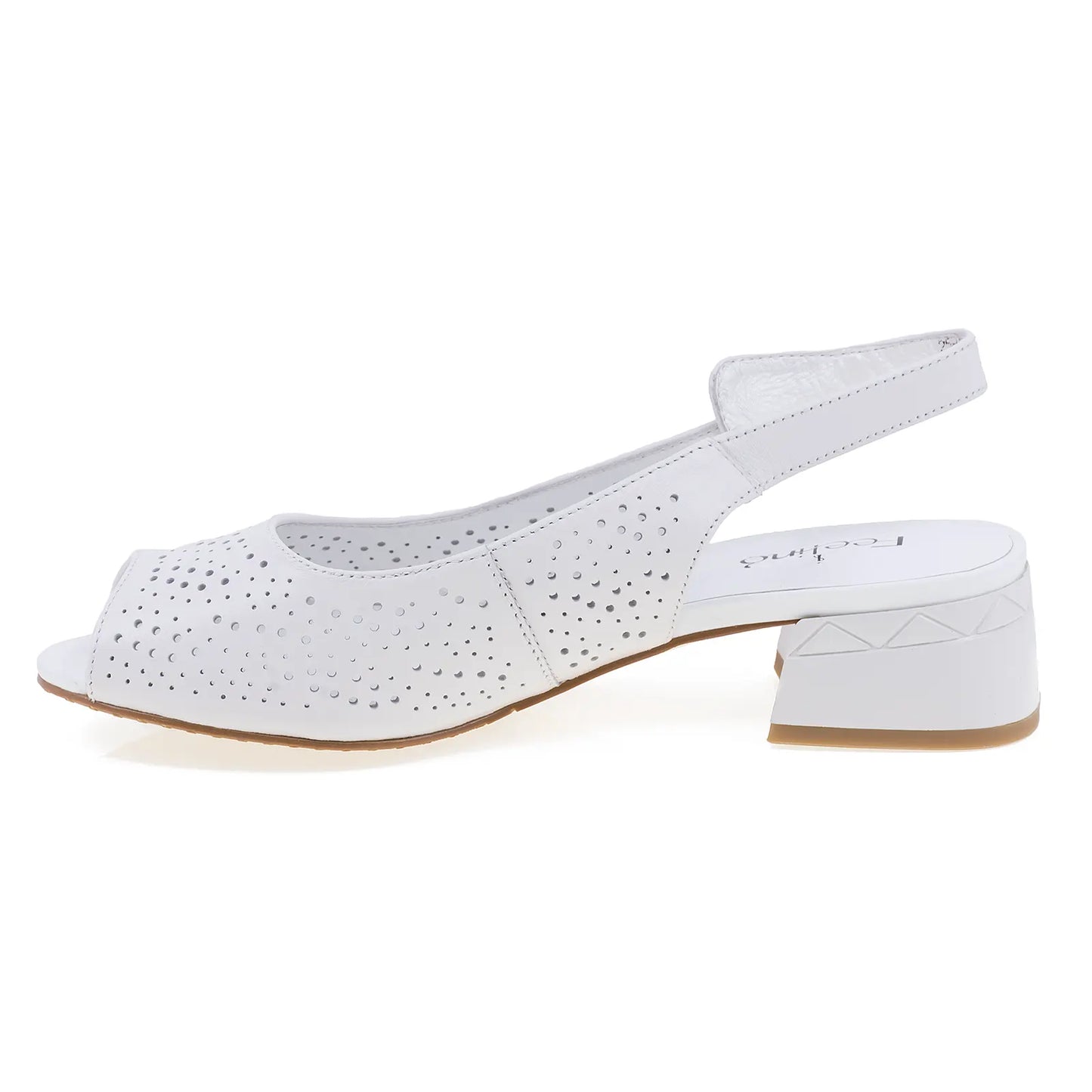 Sandale damă Feeling D25-021-02 – piele albă perforată, vedere laterală stânga