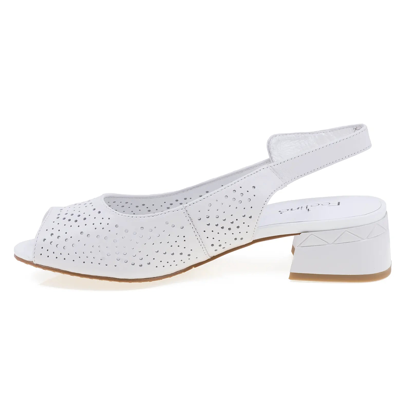 Sandale damă Feeling D25-021-02 – piele albă perforată, vedere laterală stânga