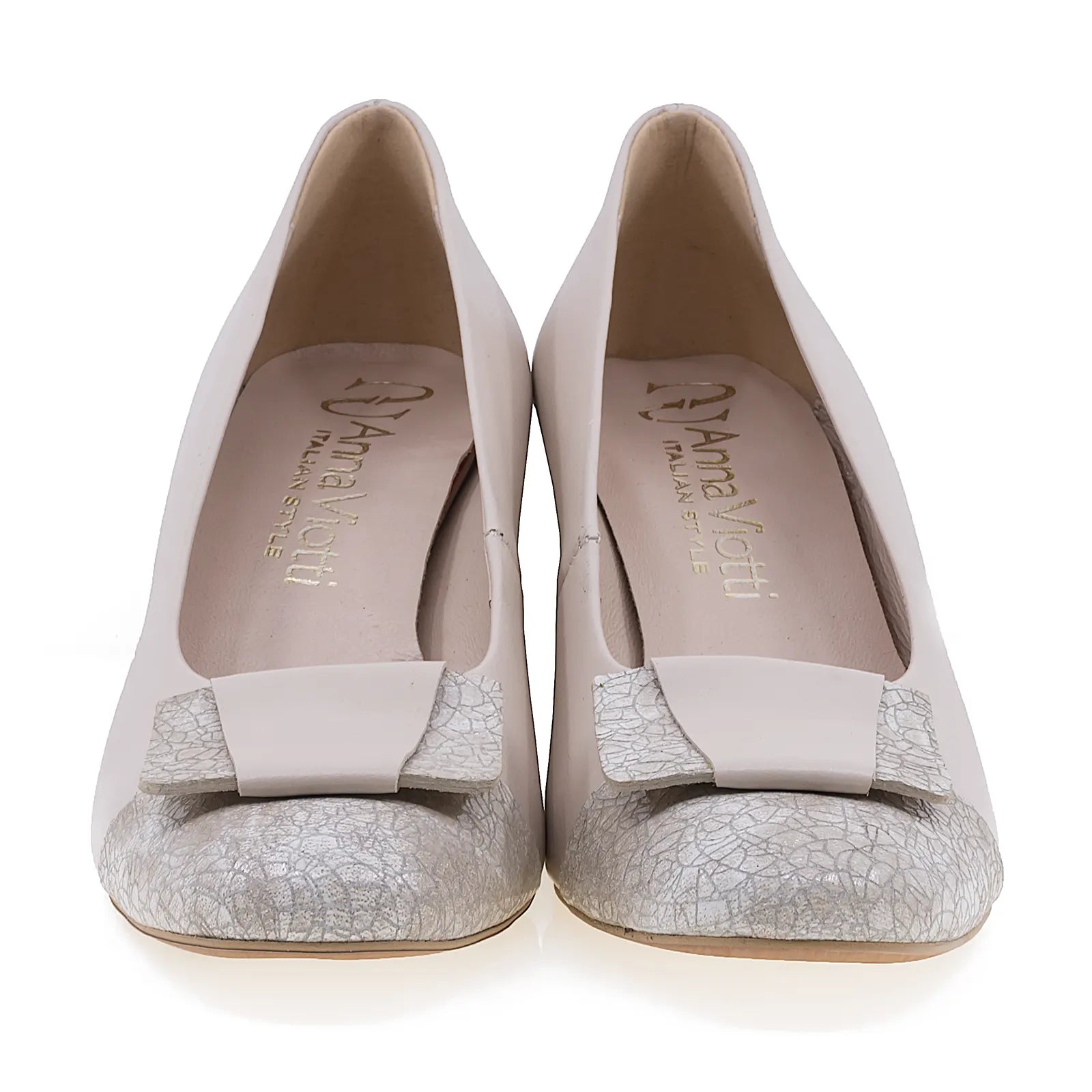 Pantofi dama eleganti Anna Viotti din piele naturala D2633 bej-3