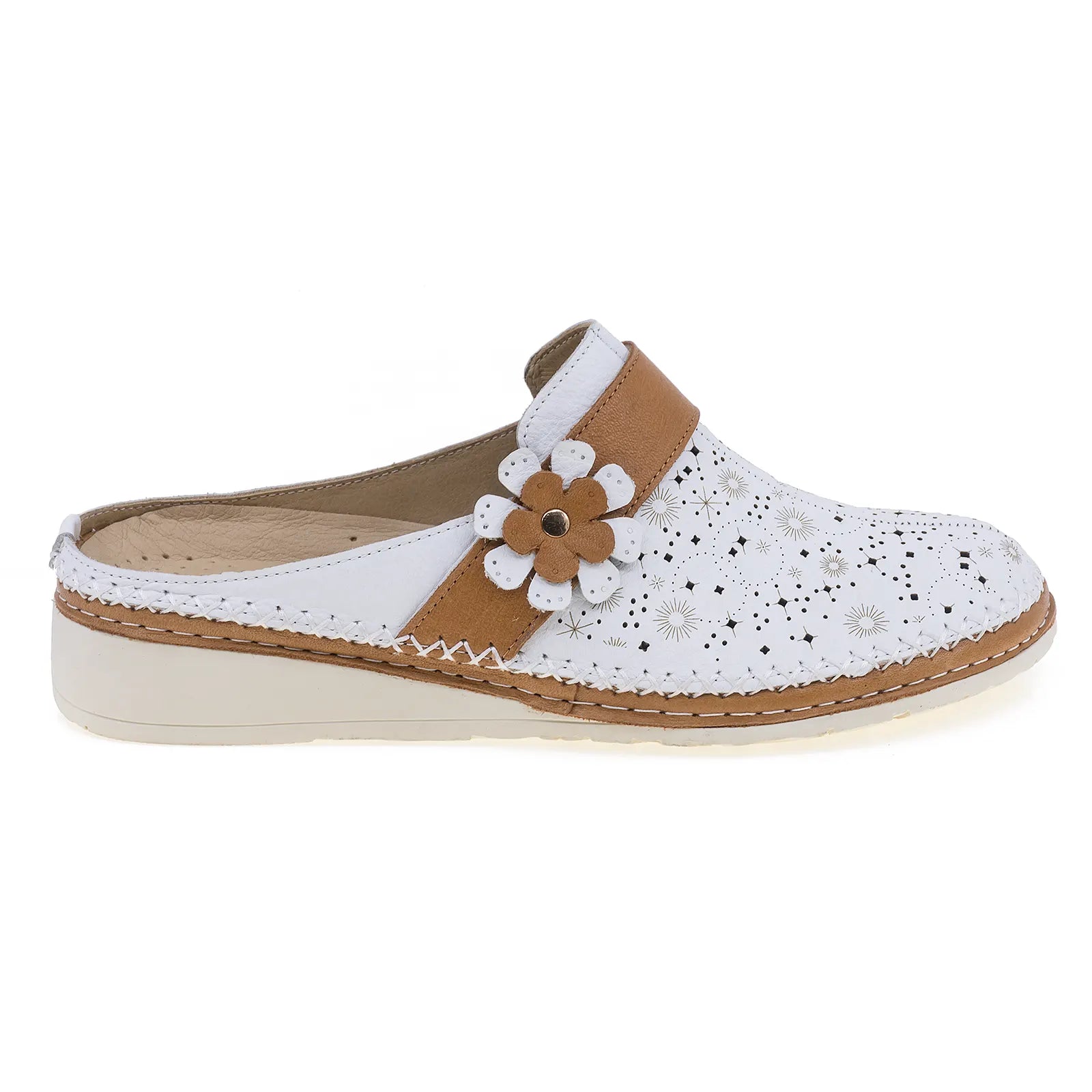 Saboti dama casual Anna Viotti piele naturala D27-04195 alb