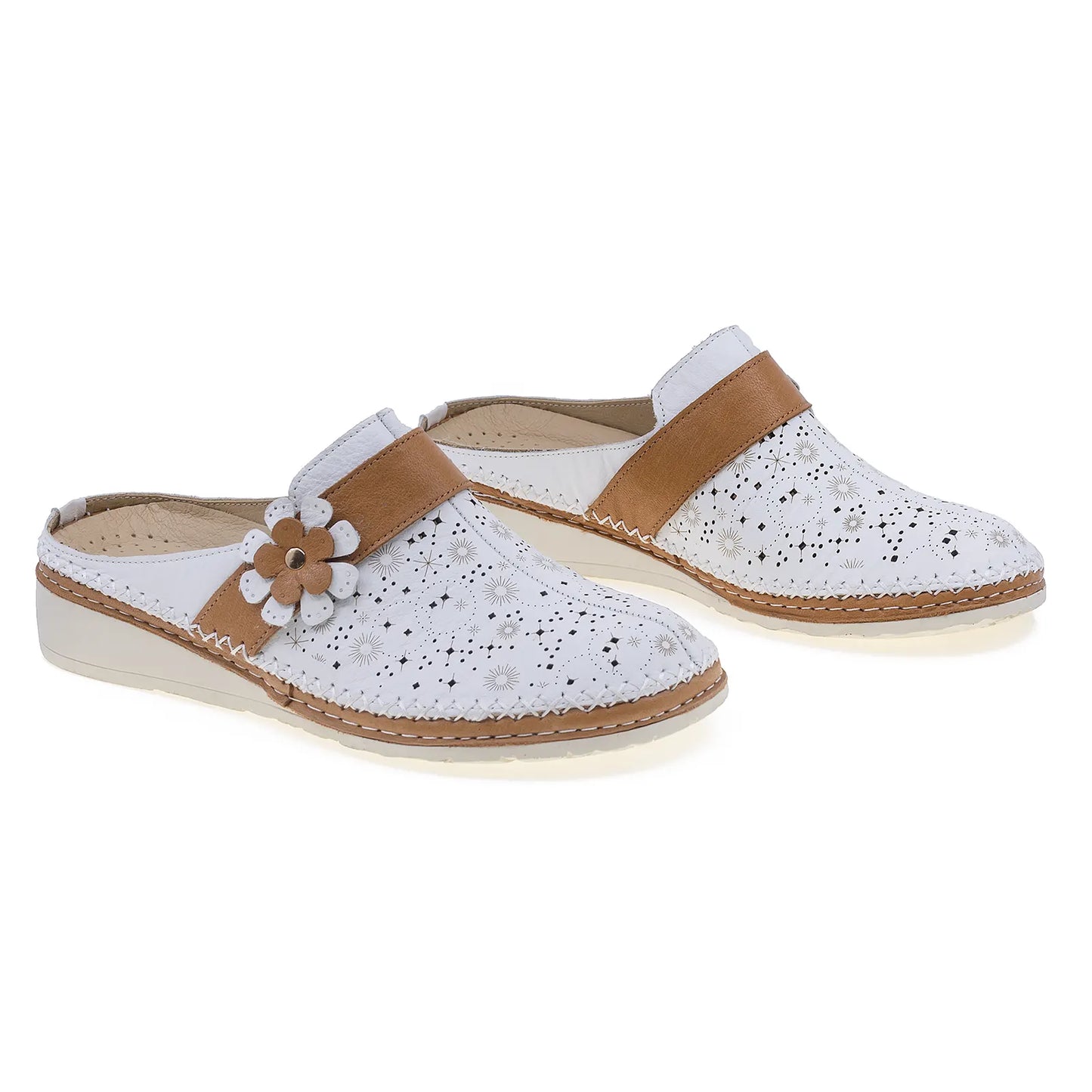 Saboti dama casual Anna Viotti piele naturala D27-04195 alb