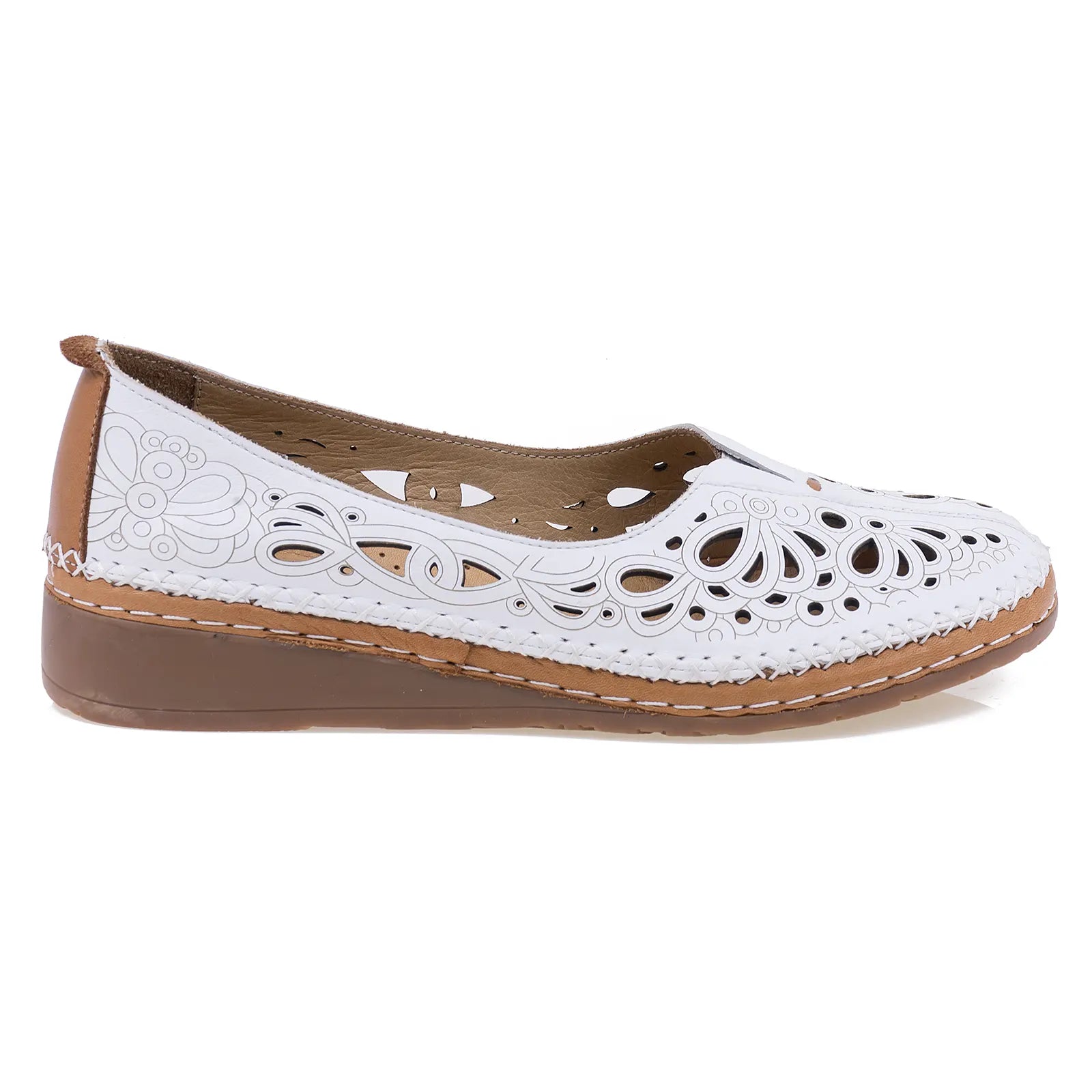 Balerini dama Anna Viotti piele naturala D27-04214 alb