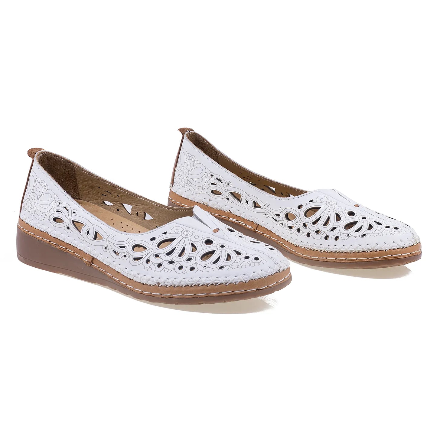 Balerini dama Anna Viotti piele naturala D27-04214 alb