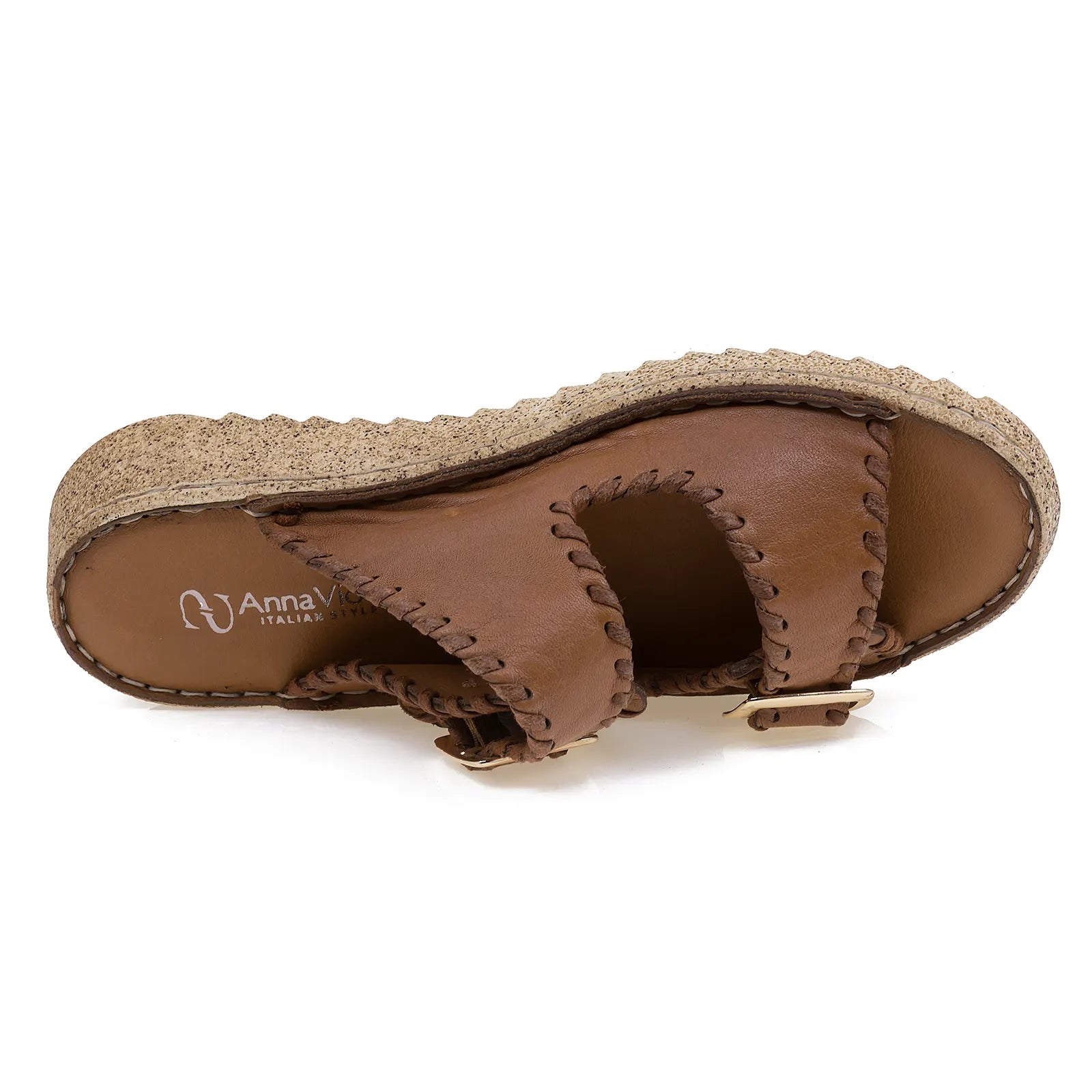 Papuci dama casual Anna Viotti piele naturala D27-25586 coniac-3