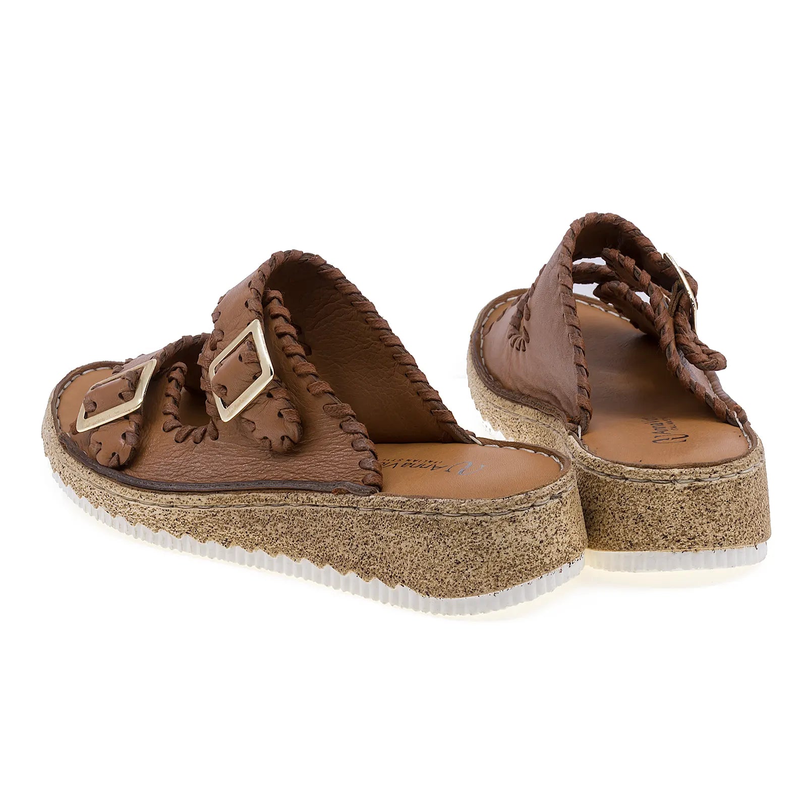 Papuci dama casual Anna Viotti piele naturala D27-25586 coniac-4