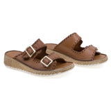 Papuci dama casual Anna Viotti piele naturala D27-25586 coniac-1