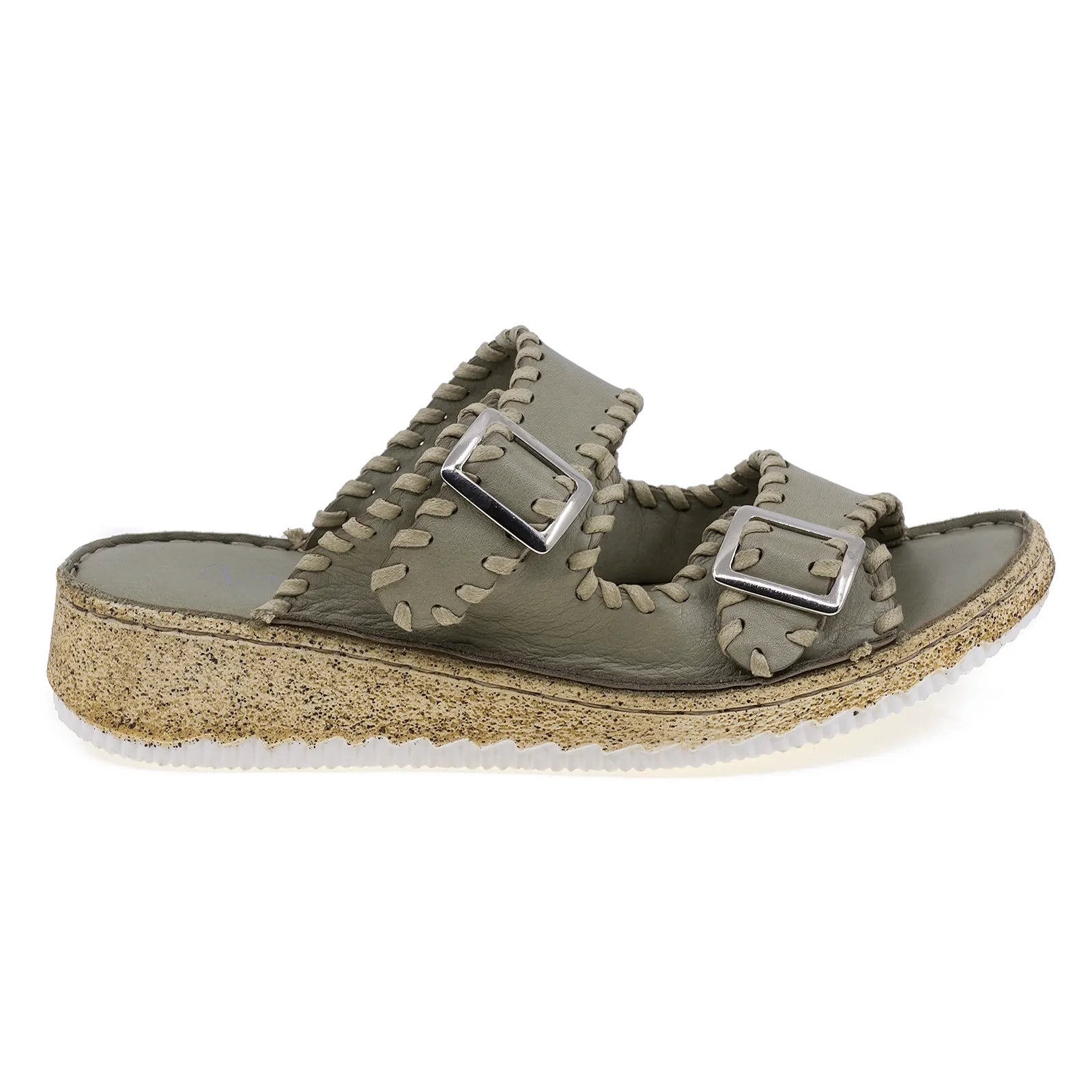 Papuci dama casual Anna Viotti piele naturala D27-25586 verde
