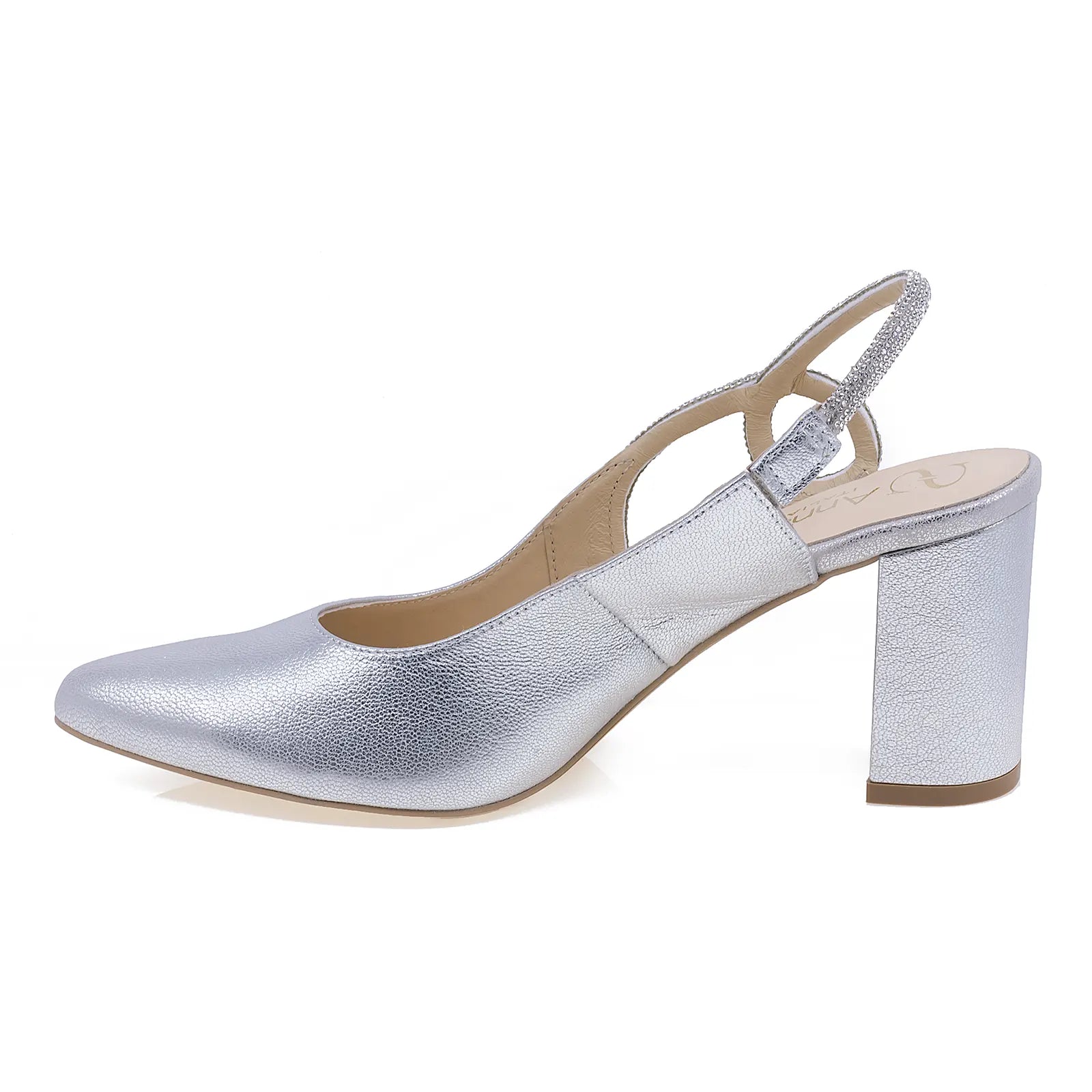 Pantofi dama eleganti Anna Viotti piele naturala D2813 argintiu