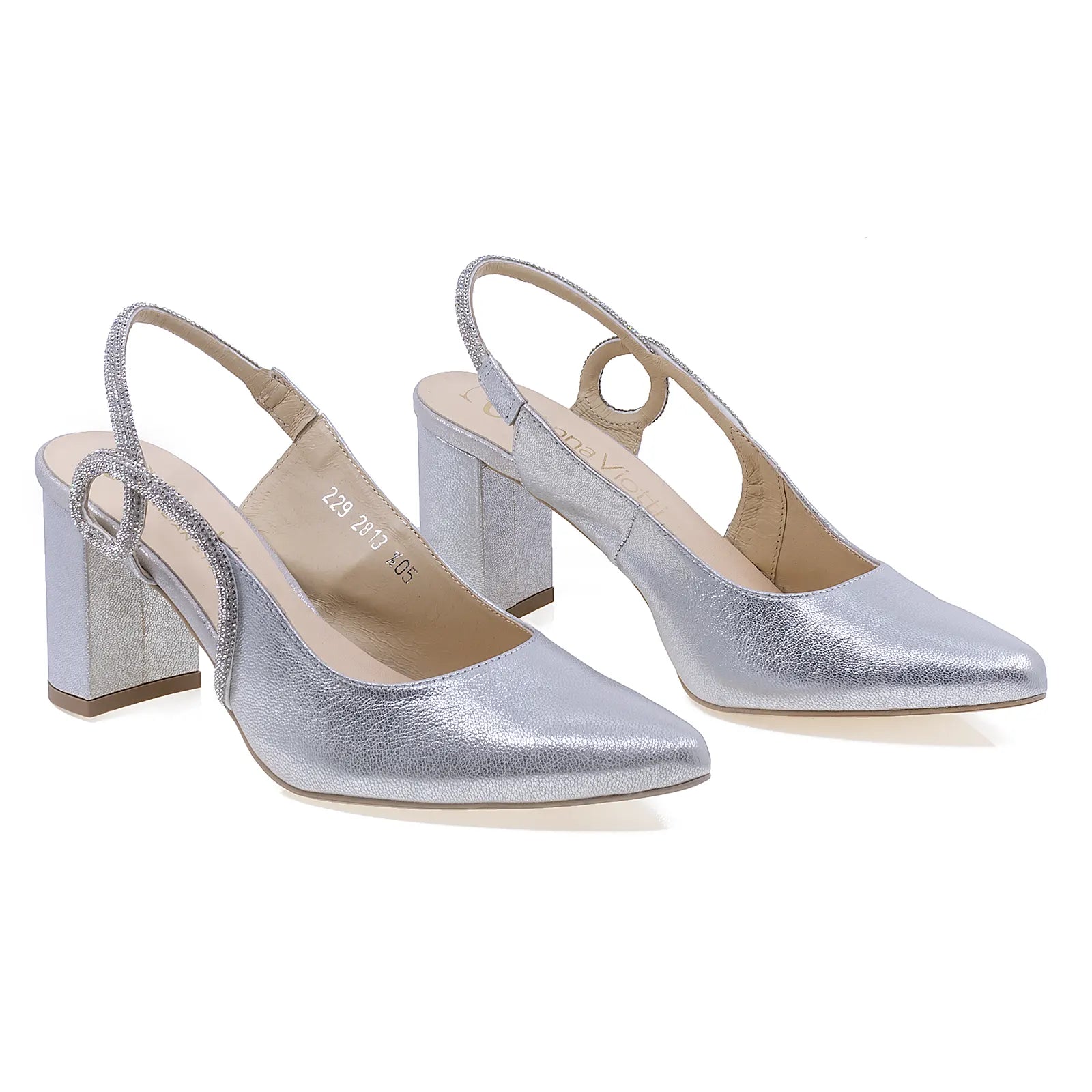 Pantofi dama eleganti Anna Viotti piele naturala D2813 argintiu