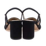 Pantofi damă piele întoarsă neagră Anna Viotti D2813 – vedere din spate, toc mediu