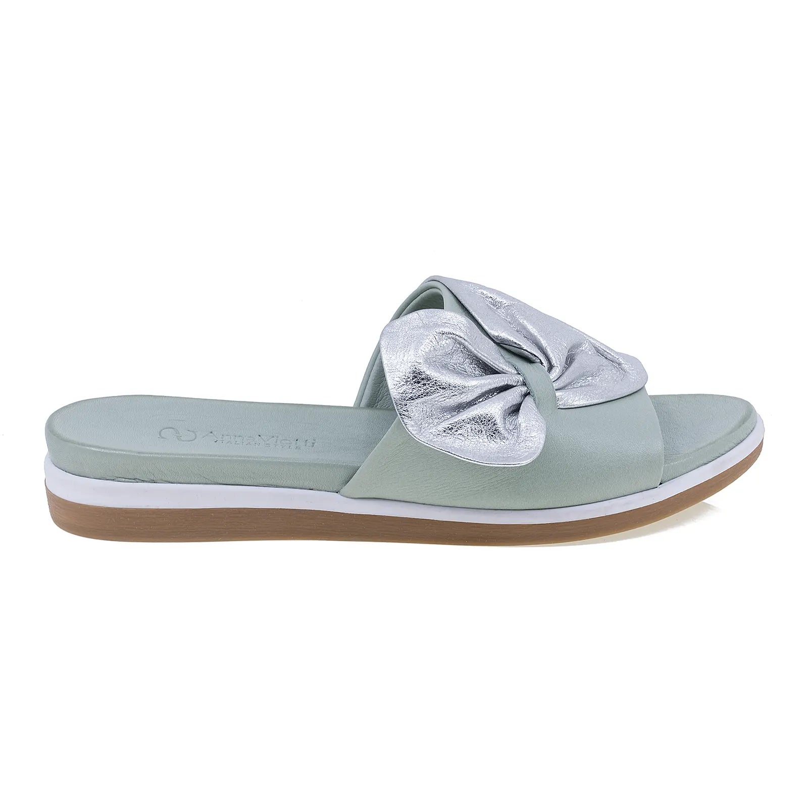 Papuci dama casual Anna Viotti piele naturala D45-2479 verde