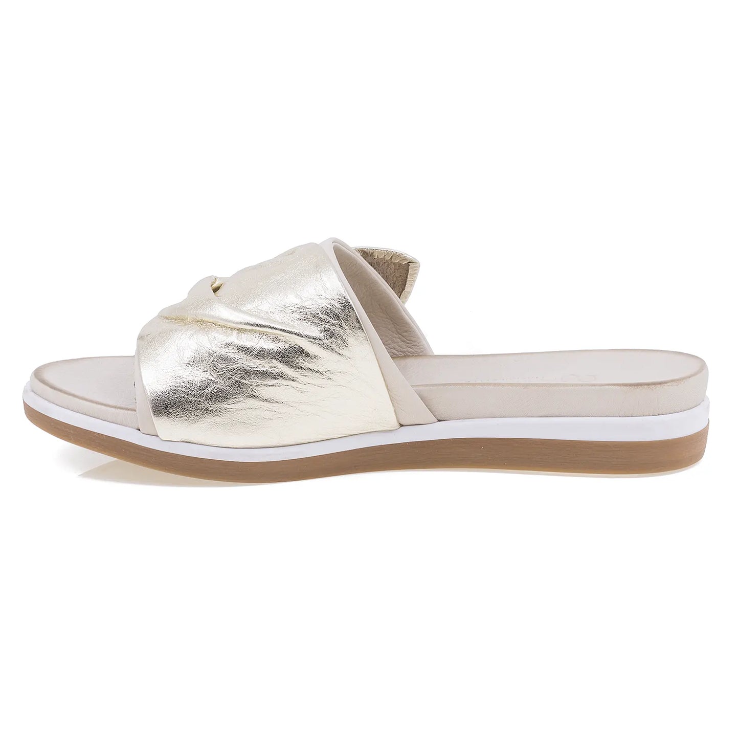 Papuci dama casual Anna Viotti piele naturala D45-2479 bej