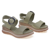 Sandale damă casual Anna Viotti D45-2563 – vedere frontală, piele naturală verde