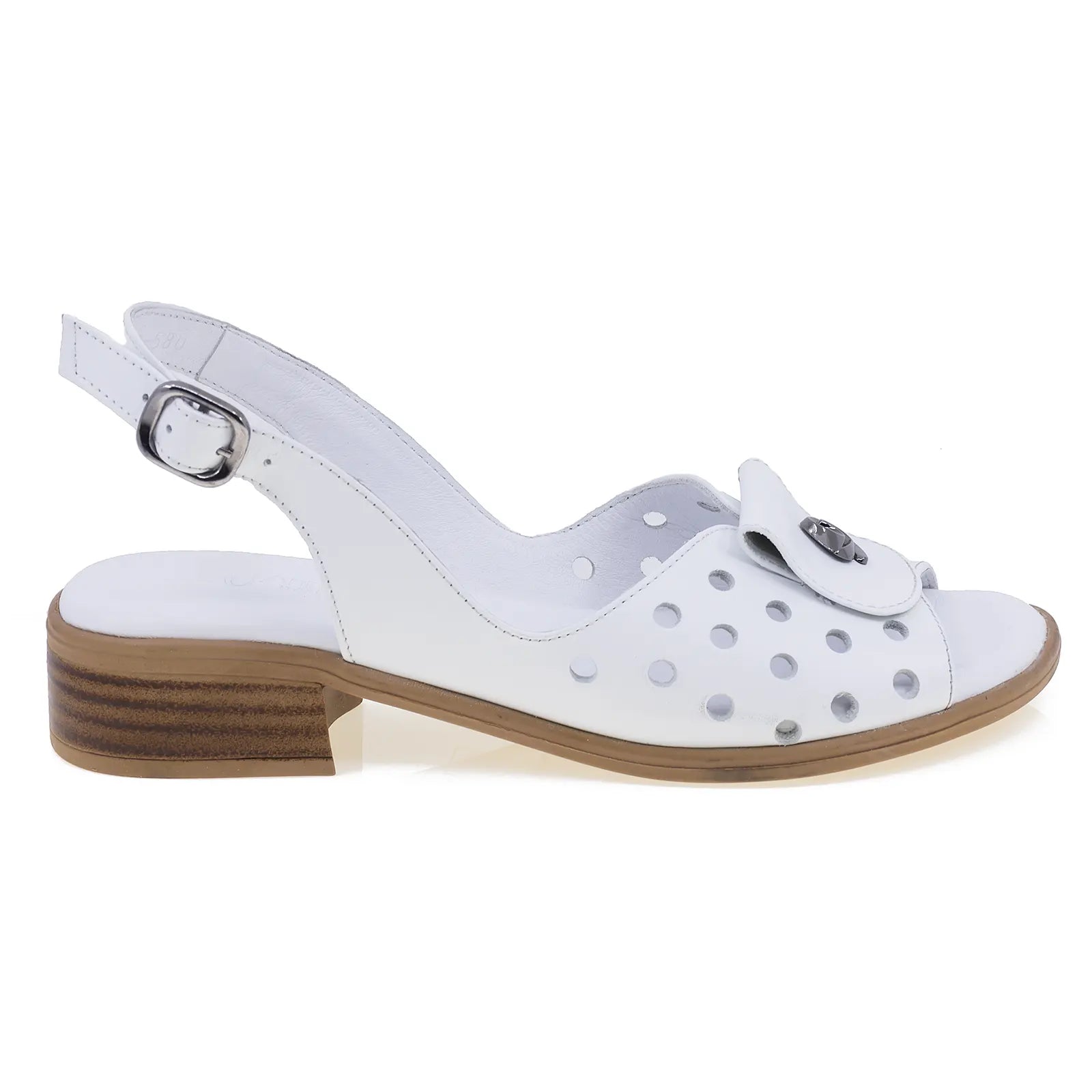 Sandale dama casual Anna Viotti piele naturala D50-1671 alb