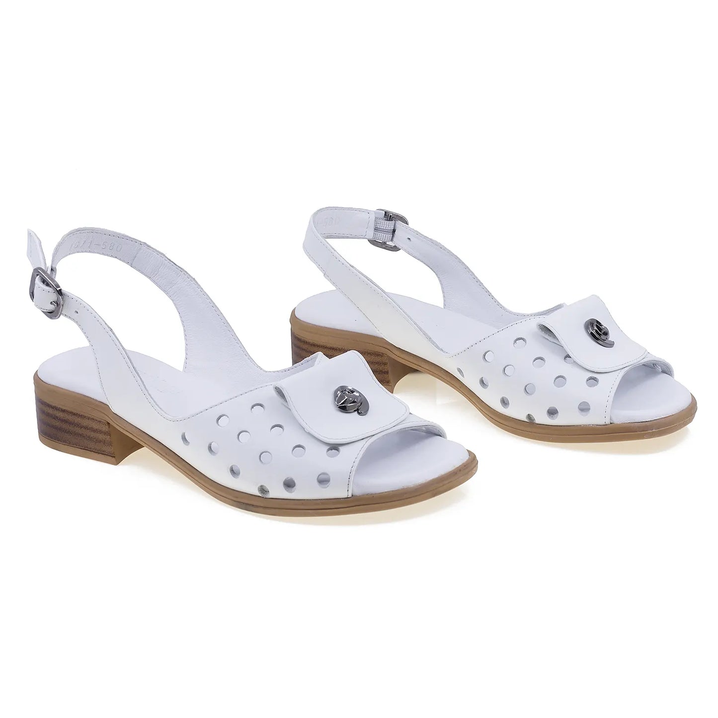 Sandale dama casual Anna Viotti piele naturala D50-1671 alb