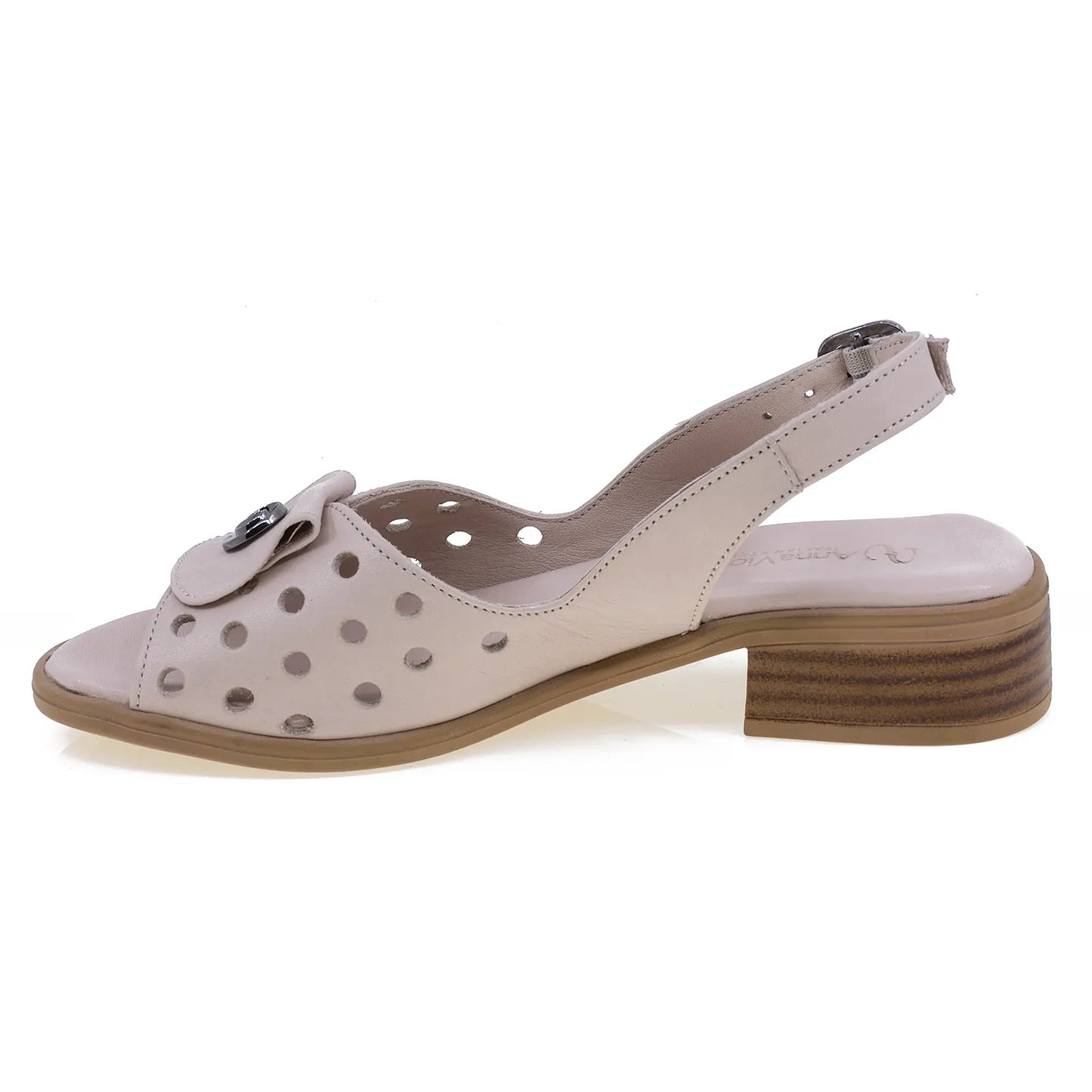 Sandale dama casual Anna Viotti piele naturala D50-1671 pudra