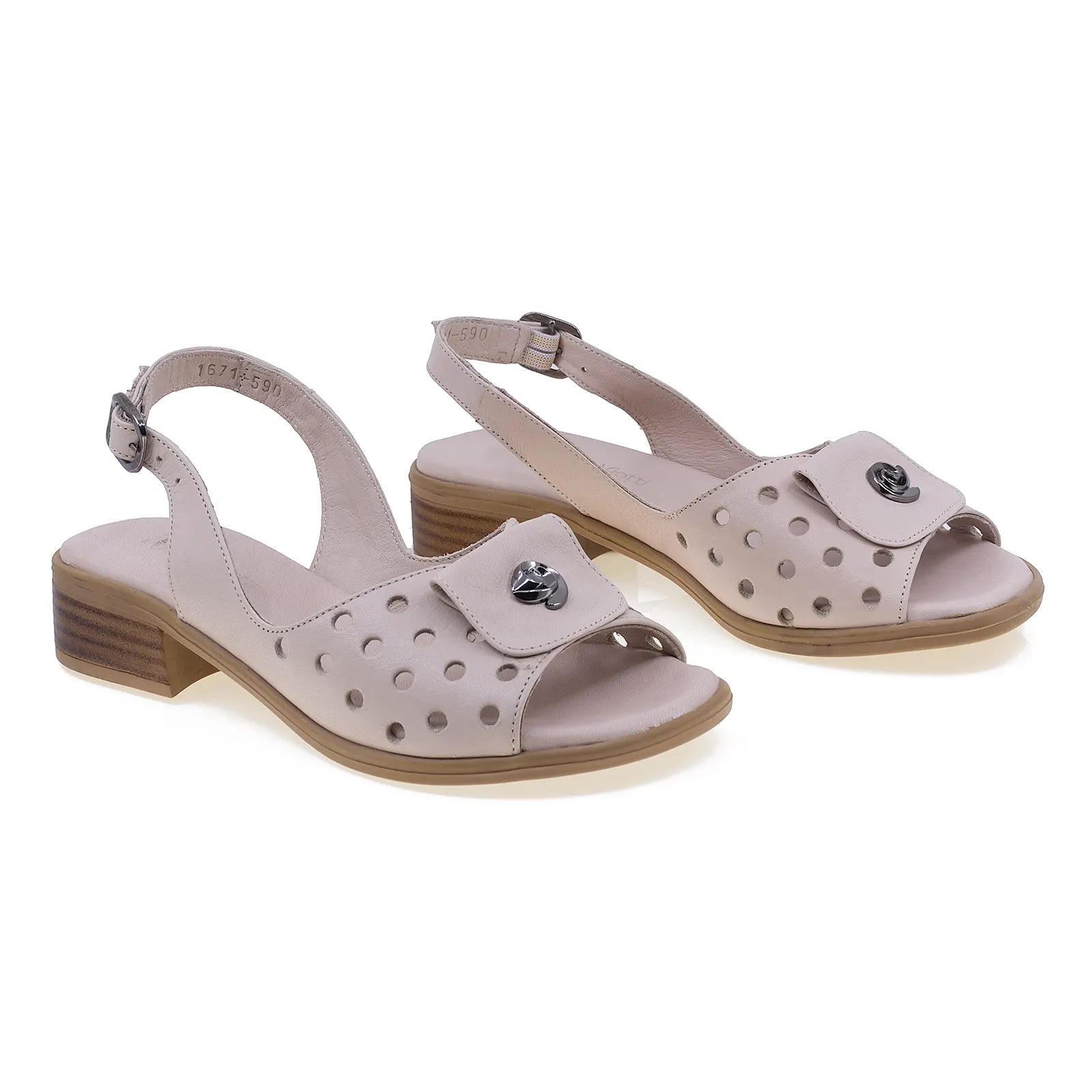 Sandale dama casual Anna Viotti piele naturala D50-1671 pudra