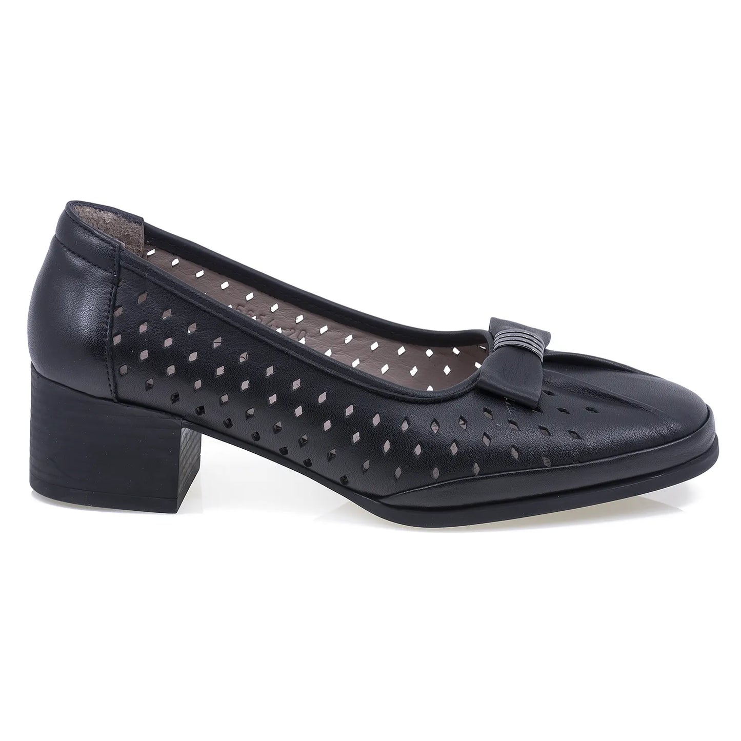 Pantof damă casual Anna Viotti D50-5654 negru – vedere lateral dreapta, piele naturală perforată