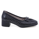 Pantof damă casual Anna Viotti D50-5654 negru – vedere lateral dreapta, piele naturală perforată