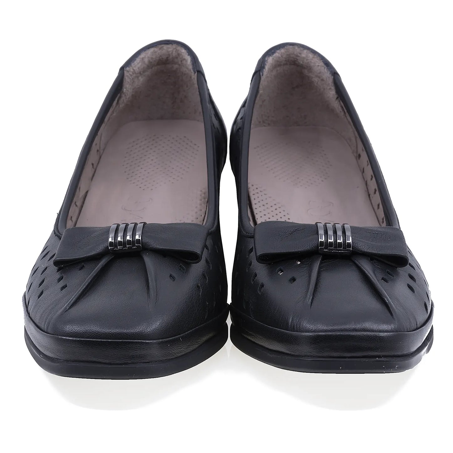 Pantofi casual Anna Viotti D50-5654 negru – vedere din față, design simplu și perforații elegante