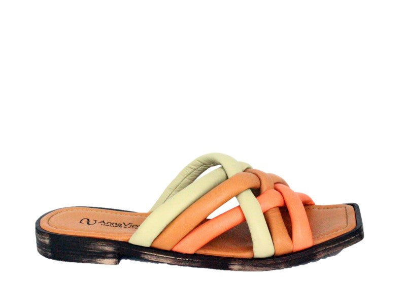 Saboti dama ANNA VIOTTI Coniac din piele naturala D51