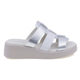 Papuci dama casual Anna Viotti piele naturala D54-1602-213 argintiu