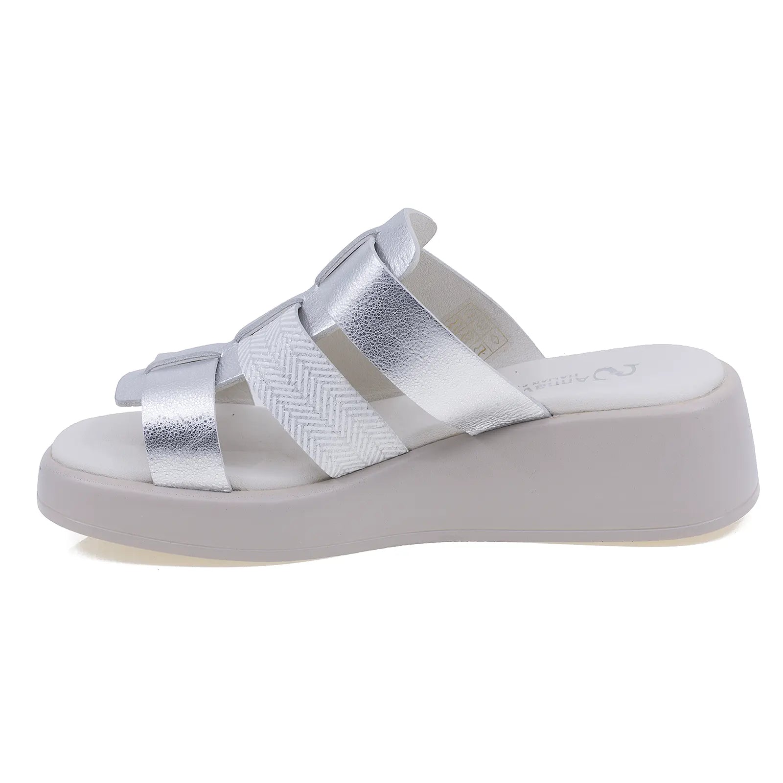 Papuci dama casual Anna Viotti piele naturala D54-1602-213 argintiu-2