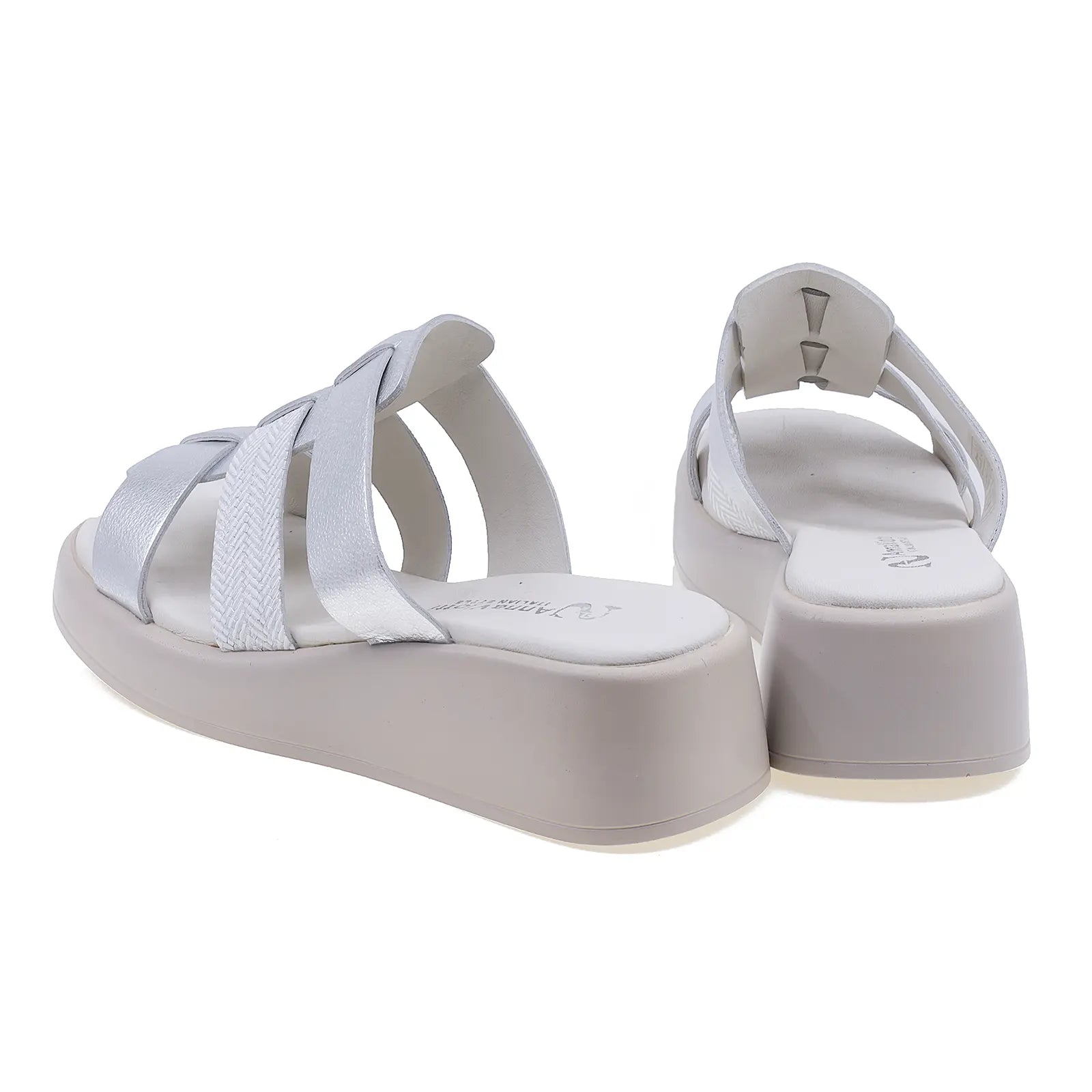Papuci dama casual Anna Viotti piele naturala D54-1602-213 argintiu-4