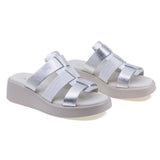 Papuci dama casual Anna Viotti piele naturala D54-1602-213 argintiu-1