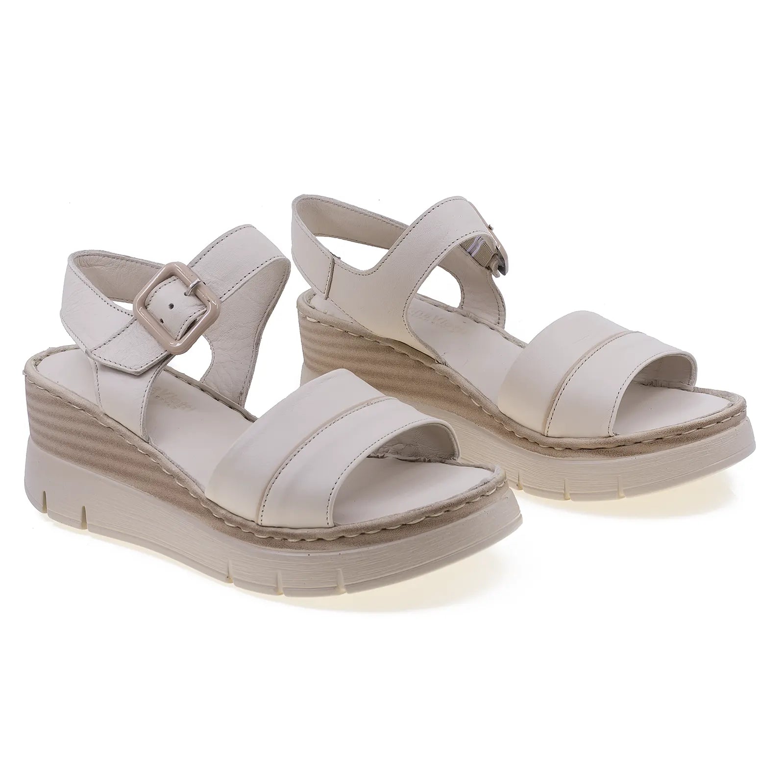 Sandale dama casual Anna Viotti piele naturala D56-1123 bej