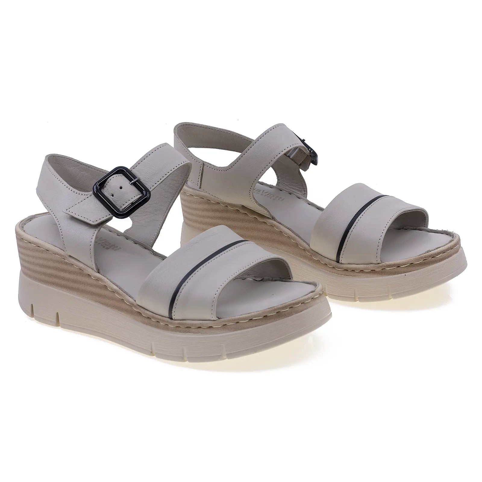 Sandale dama casual Anna Viotti piele naturala D56-1123 gri