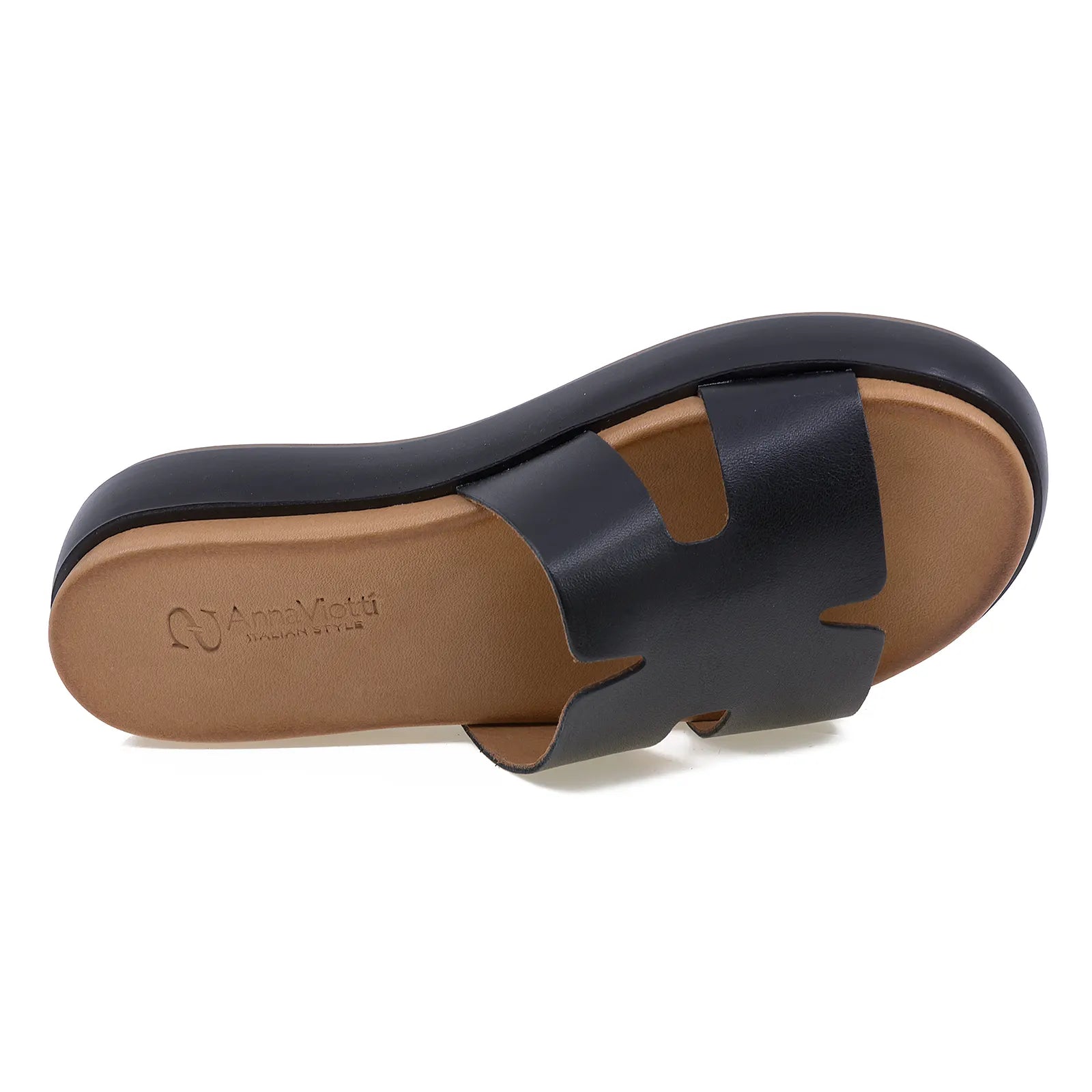 Papuci dama casual Anna Viotti piele naturala D58-2713 negru-3