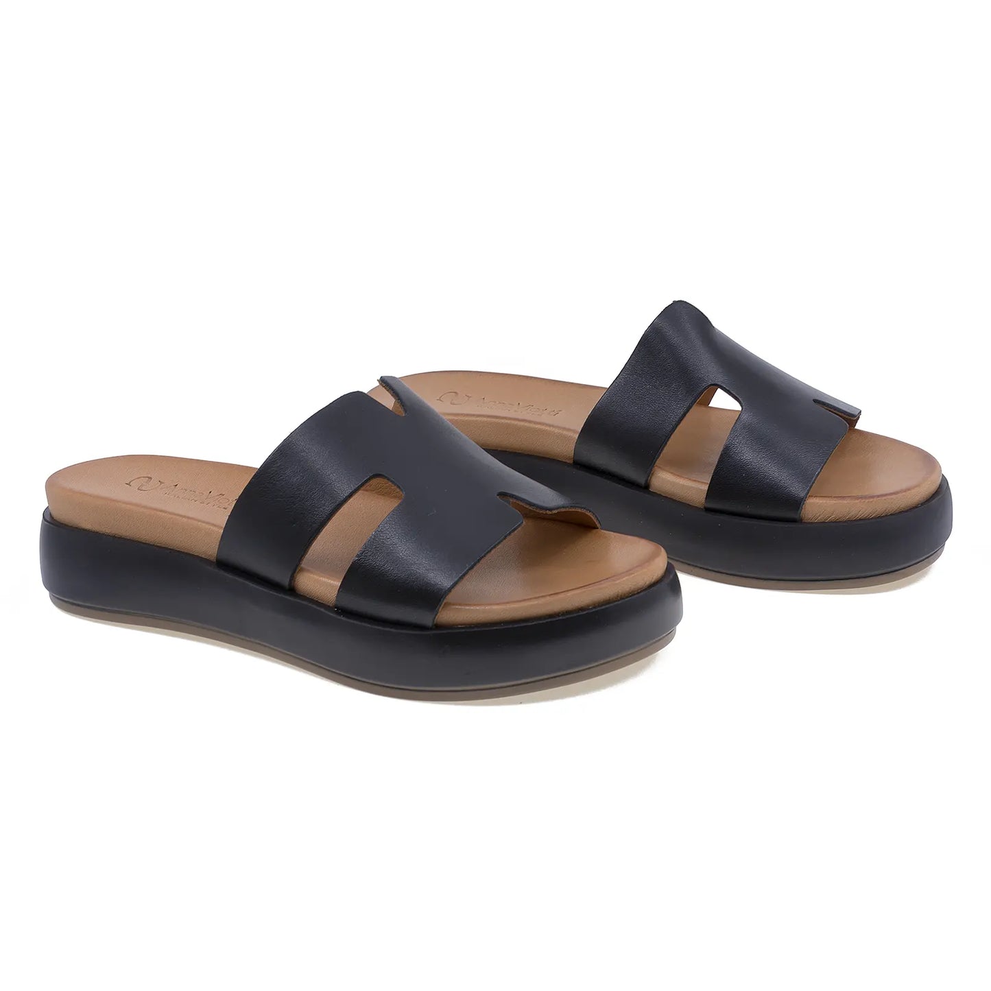 Papuci dama casual Anna Viotti piele naturala D58-2713 negru-1