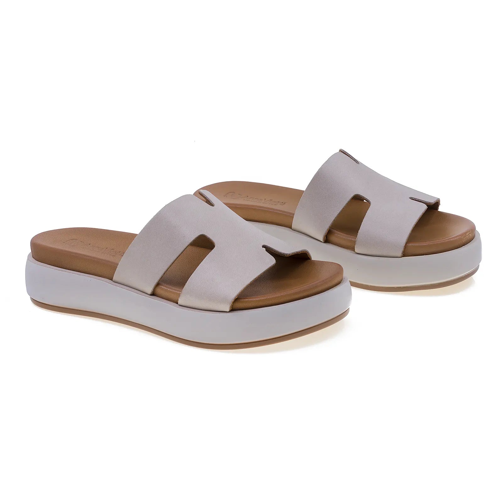 Papuci dama casual Anna Viotti piele naturala D58-2713 gri