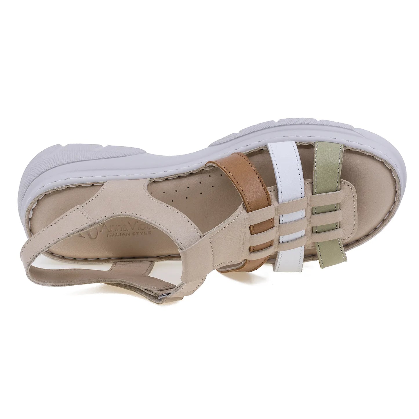 Sandale dama casual Anna Viotti piele naturala D60-336BEJ bej