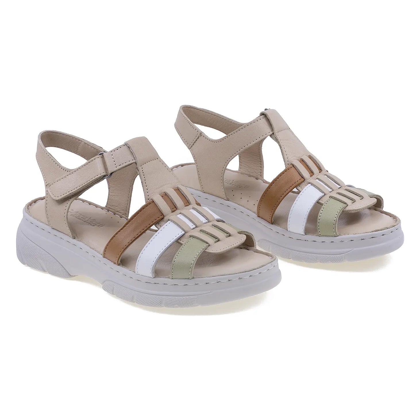 Sandale dama casual Anna Viotti piele naturala D60-336BEJ bej