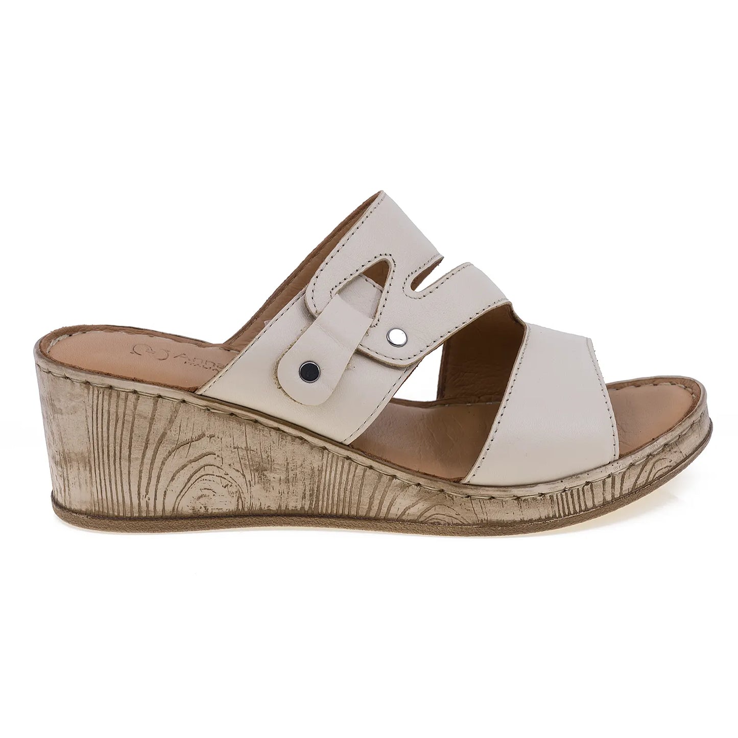 Papuci dama casual Anna Viotti piele naturala D72-609 bej