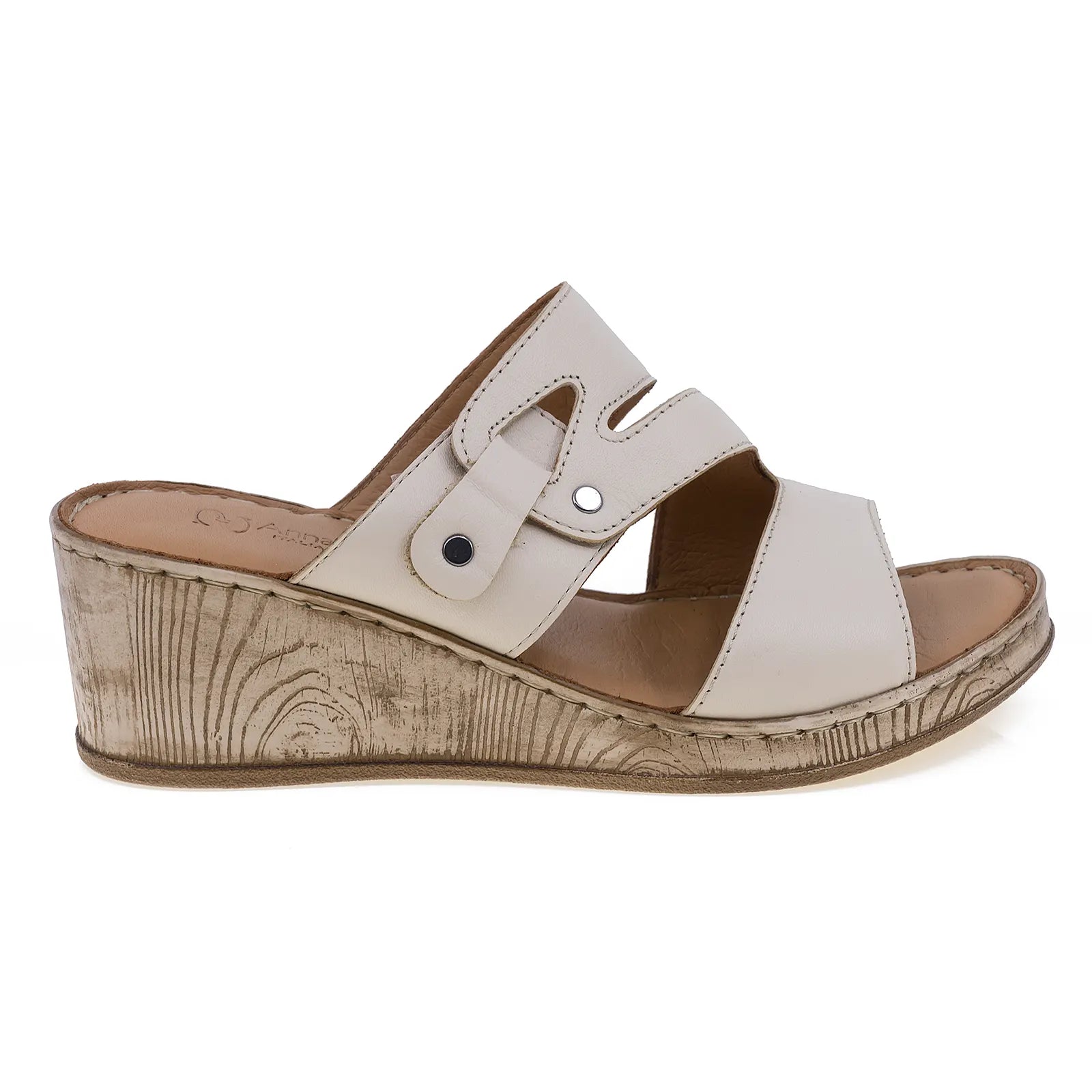Papuci dama casual Anna Viotti piele naturala D72-609 bej
