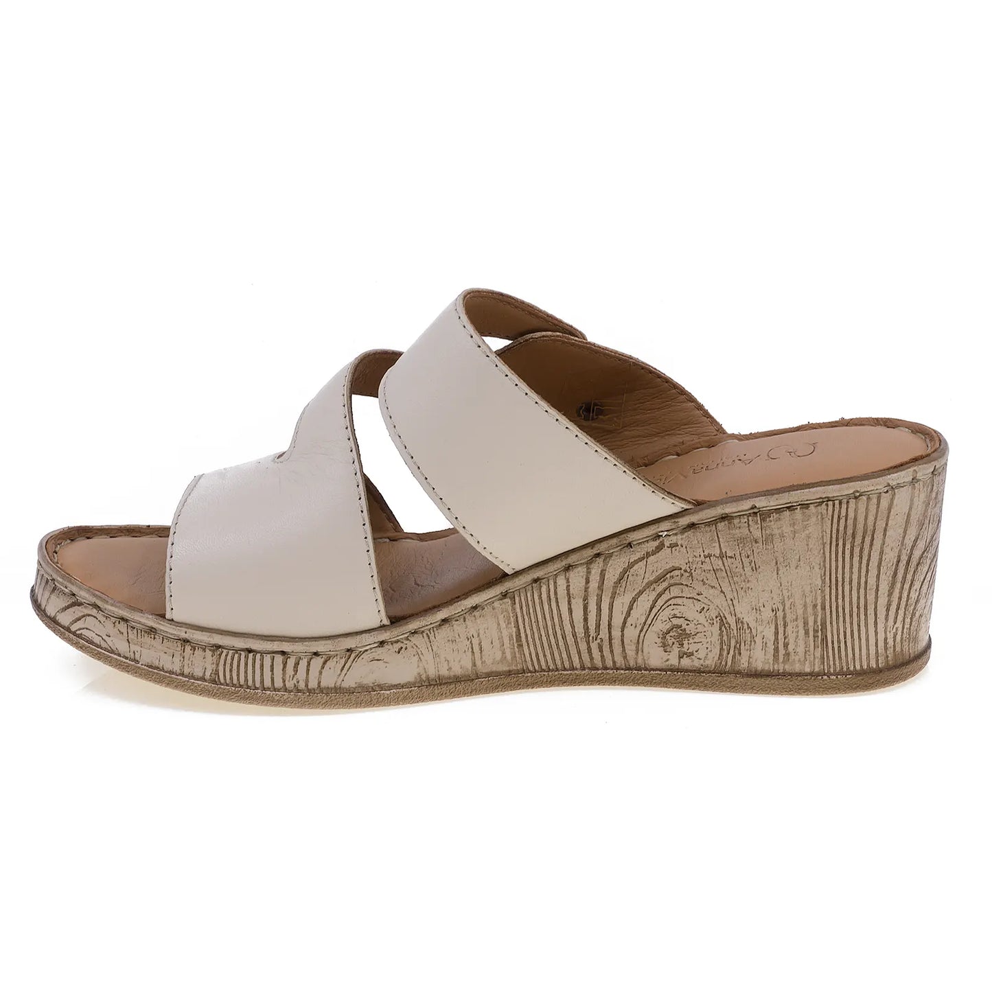 Papuci dama casual Anna Viotti piele naturala D72-609 bej