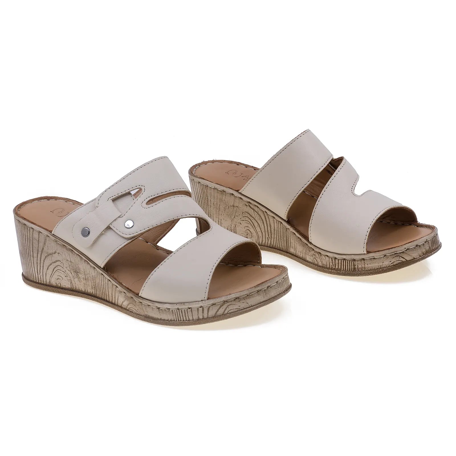 Papuci dama casual Anna Viotti piele naturala D72-609 bej