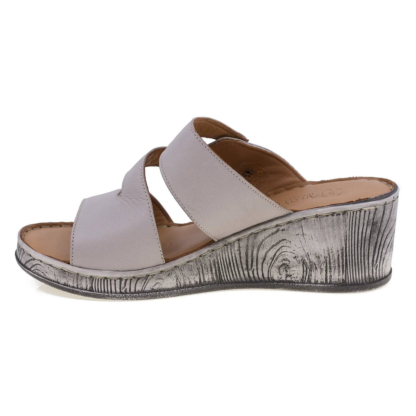 Papuci dama casual Anna Viotti piele naturala D72-609 gri