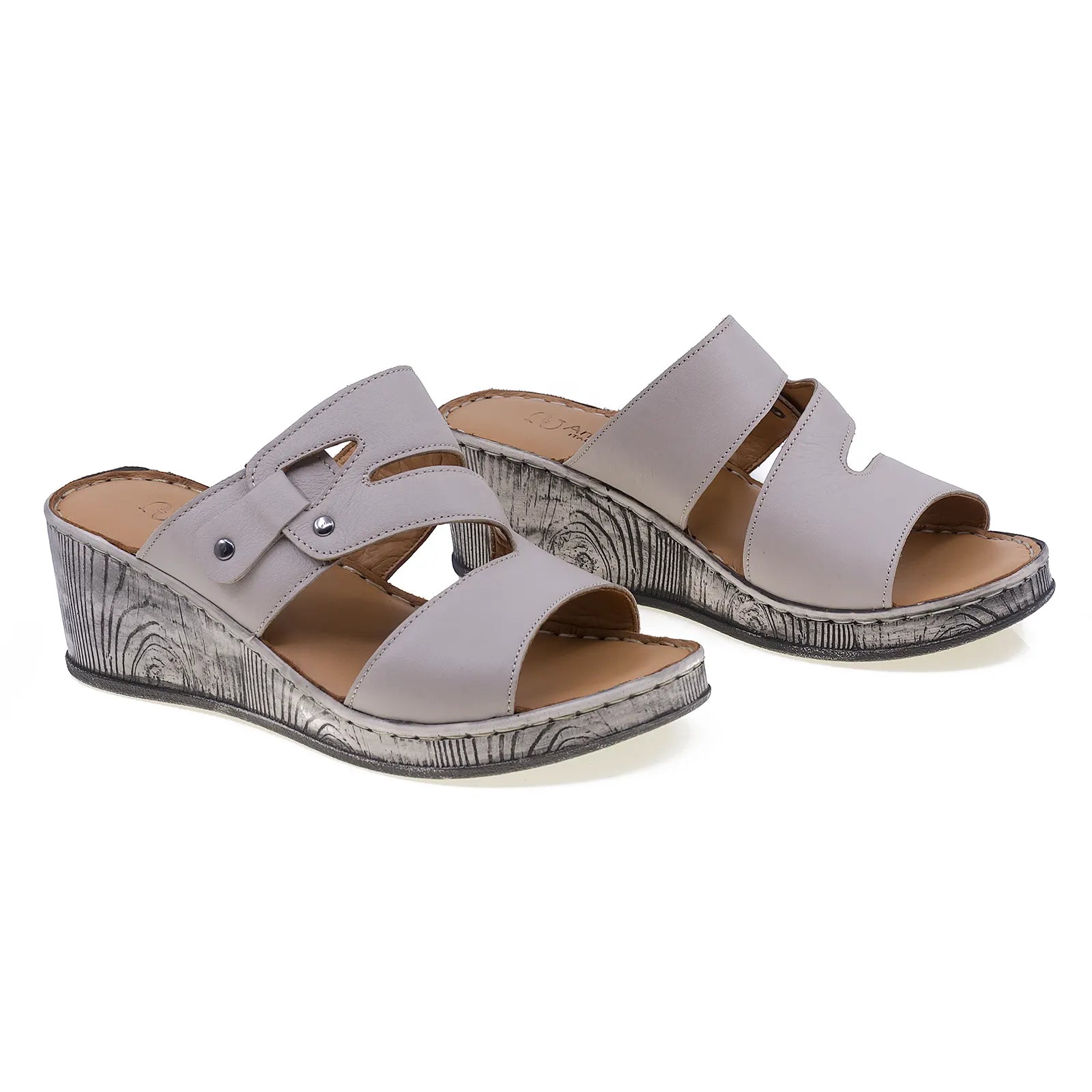 Papuci dama casual Anna Viotti piele naturala D72-609 gri