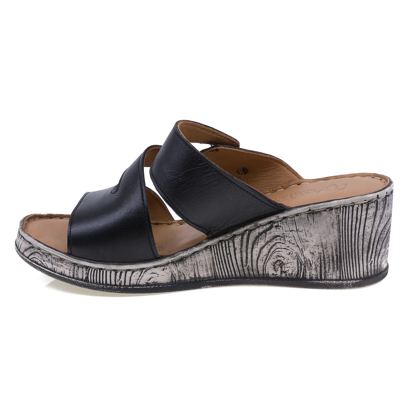 Papuci dama casual Anna Viotti piele naturala D72-609 negru-2
