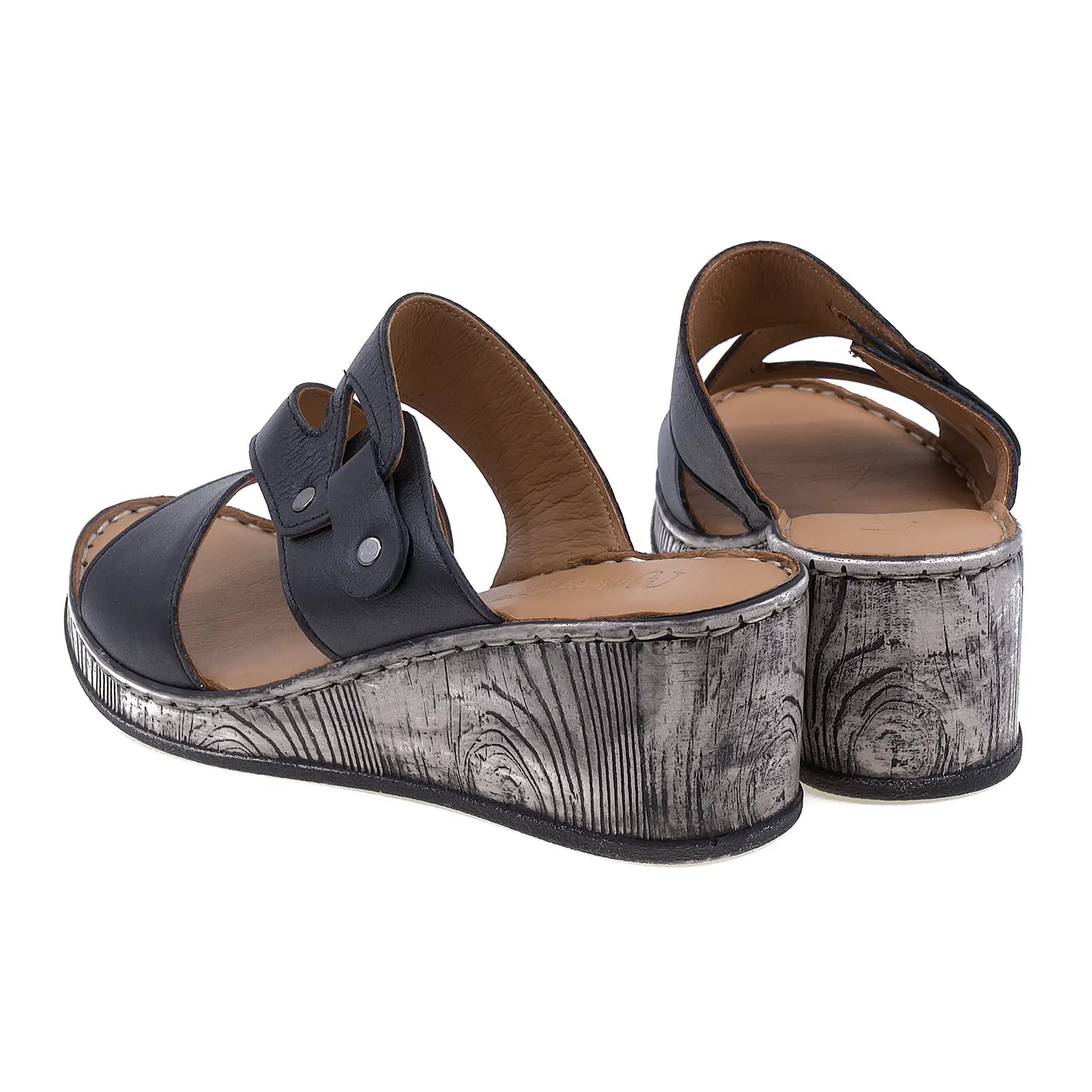 Papuci dama casual Anna Viotti piele naturala D72-609 negru-4