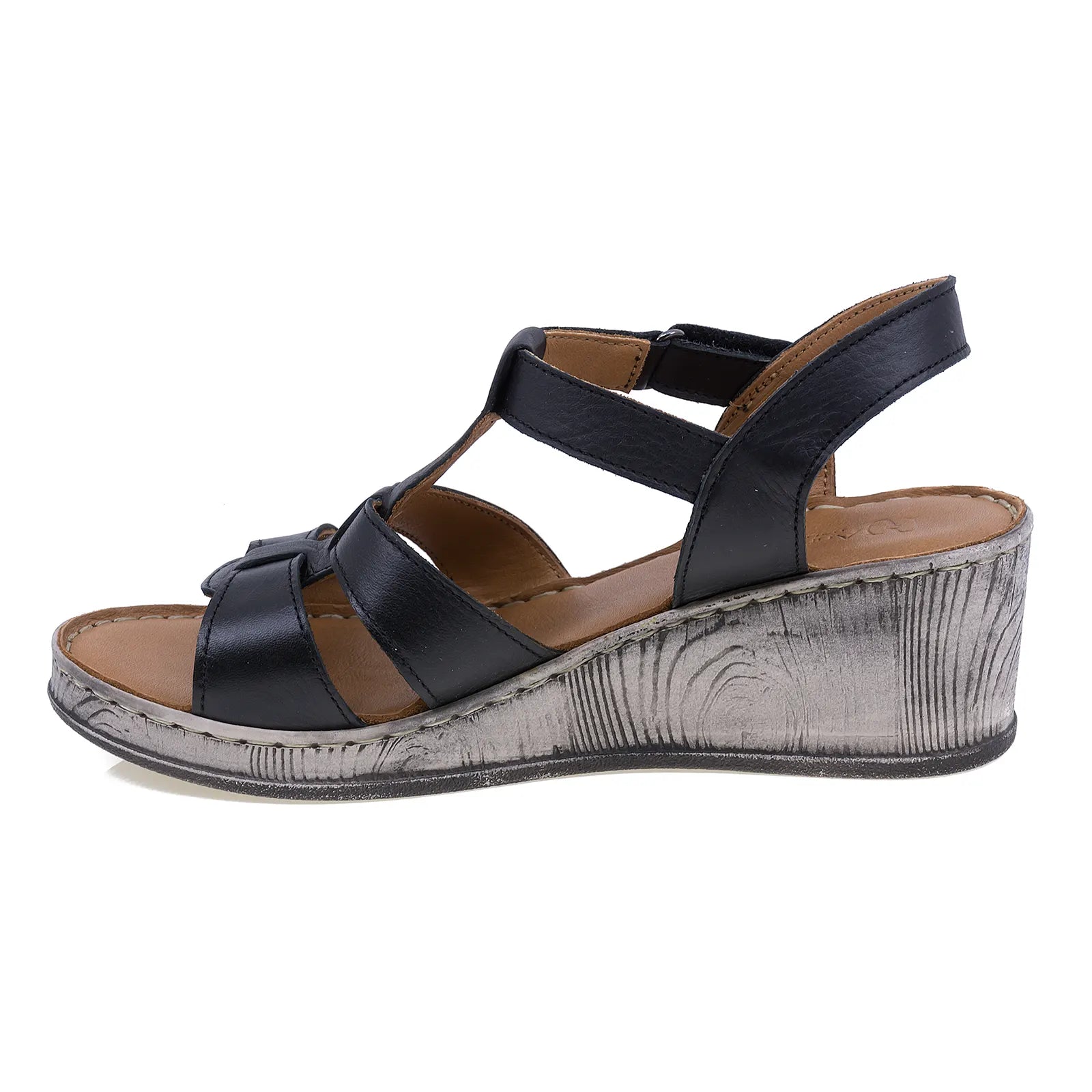 Sandale damă din piele naturală neagră – model Anna Viotti D72-611, vedere stânga